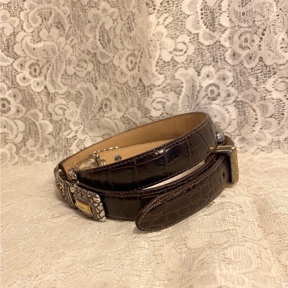 Vintage Brighton Leather Belt with Gold and Silver Accent Designs - Picture 6 of 9